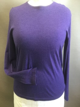 Womens, Pullover Sweater, NEIMAN MARCUS, Aubergine Purple, Cashmere, Solid, L, Long Sleeves, Crew Neck,