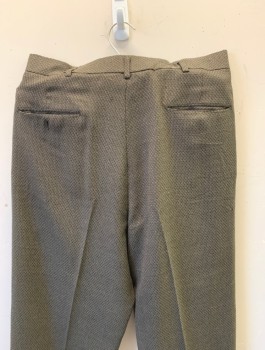 Mens, Slacks, WESTERN COSTUME MTO, Dk Olive Grn, Wool, Speckled, Ins:29, W:32, Double Pleated, Zip Fly, Belt Loops, 4 Pockets, Cuffed Hems, Made To Order, Multiple