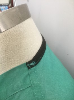 N/L, Jade Green, Poly/Cotton, Solid, Short Sleeves, V-neck, 1 Patch Pocket