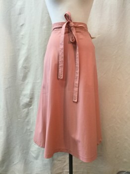 Womens, Skirt, ECCO BAY, Coral Orange, Poly/Cotton, Solid, 26/27, Wrap Style, Self Tie Waist, 2 Pockets,