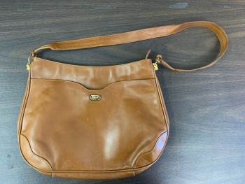 Womens, Purse, SALVATORE FERRAGAMO, Lt Brown, Leather, Solid, NS, Saddle Bag, Gold Hardware, One Strap Sewn Down