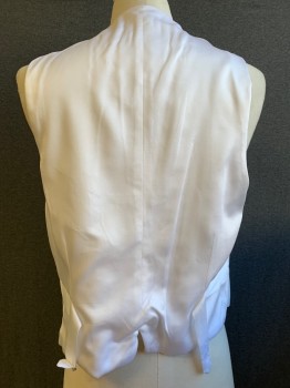 DOMINIC GHERARDI, White, Cotton, Stripes, Shawl Lapel, Stitched Vertical Stripes, Single Breasted, Button Front, 3 Fabric Covered Buttons, 2 Pockets, Belted Back (Broken Buckle)
