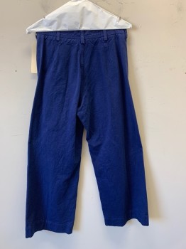 Womens, Pants, JESSE KAMM, Dk Blue, Cotton, Solid, 28, S, Flat Front, Button Fly,  2 Pockets, Hi Waisted, Wide Leg
