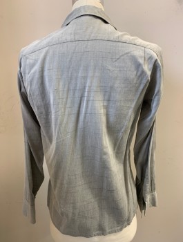 SPIRE, Lt Gray, Cotton, Solid, Sport-shirt, Self-stripe, Embroidered OuterPlacket, Collar Attached, Button Front, Long Sleeves