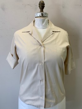Womens, Blouse, LADY MANHATTAN, Ecru, Cotton, Solid, B:46, 3/4 Sleeves, Button Front, Notched Collar Attached,