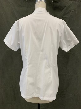 Womens, Nurse, Top/Smock, LANDAU, White, Poly/Cotton, Solid, M, Orderly Shirt, Pharmacy Shirt, Button Front, Collar Attached, 3 Pockets, Short Sleeves