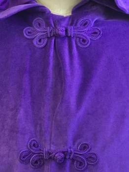 Mens, Robe, N/L, Purple, Gold, Cotton, Polyester, Solid, 48, Purple, Hood with 3 Ornate Frog Button Detail, Long Sleeves, Gold Imprinted Circle Detail, Multiples