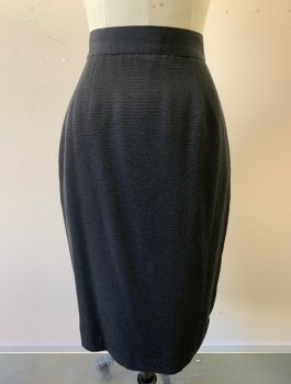 PEAUX SUR PEAU, Black, Rayon, Solid, Faille, Pencil Skirt, 1.5" Wide Waistband, Knee Length, 2 Pockets, Zipper in Back
