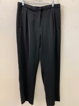 Womens, 1990s Vintage, Suit, Pants, Ben Marc, Black, Polyester, Solid, Elastic Back, Slash Pockets