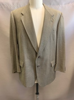 NO LABEL, Khaki Brown, Black, Brown, Wool, Glen Plaid, Notched Lapel, Single Breasted, Button Front, 2 Buttons, 3 Pockets