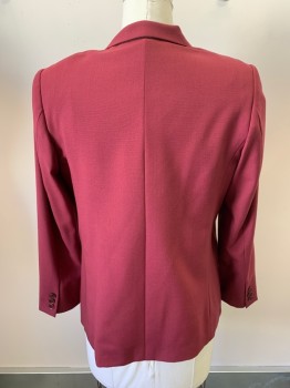 NL, Wine Red, Wool, Synthetic, Solid, 2 Buttons, Single Breasted, Notched Lapel, 3 Pockets