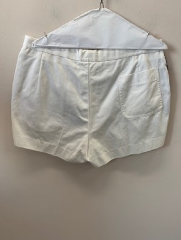 Mens, Shorts, RUGGER, White, Poly/Cotton, W36, Navy Terry Trim, Side Pockets, Zip Front, Pleated Front, 1 Pckt