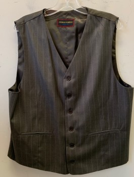 GIORGIO FIRELLI, Brown, Wool, Stripes - Pin, 6 Button, 2 Pocketcf054972