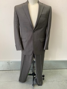 Mens, Suit, Jacket, CHAPS, Brown, Wool, Polyester, Solid, 30, 34, Notched Lapel, 2 Button Front, 3 Pockets 1 Back Vent