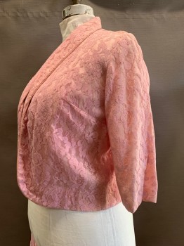 Womens, 1960s Vintage, Piece 1, NO LABEL, Pink, Polyester, Floral, W32, B42, L/S, Shawl Collar, Full Lace