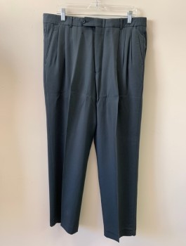 Mens, Suit, Pants, TALLIA UOMO, Graphite Gray, Wool, Solid, Pleated, Slant Pockets, Zip Front, Belt Loops