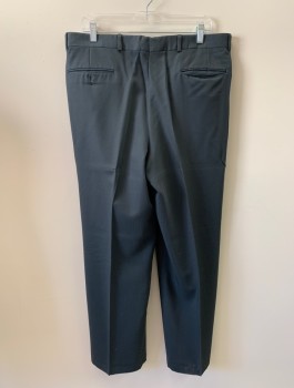 Mens, Suit, Pants, TALLIA UOMO, Graphite Gray, Wool, Solid, Pleated, Slant Pockets, Zip Front, Belt Loops