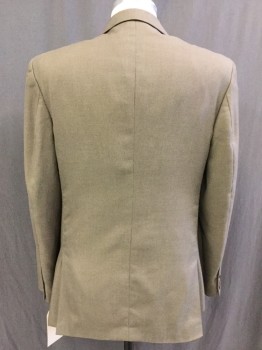 Mens, Suit, Jacket, K COLE REACTION, Lt Brown, Dk Brown, Polyester, Rayon, 2 Color Weave, 40R, Single Breasted, 2 Buttons,  3 Pockets, Notched Lapel,