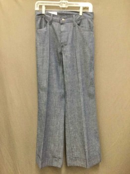 Womens, Jeans, N/L, Dk Blue, Poly/Cotton, W 28, Jeans. Zip Fly, 4 Pockets, Snap Closure at  Waist. Cuffed Bell Bottoms