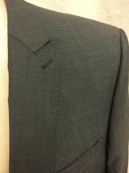 CALVIN KLEIN, Gray, Wool, Herringbone, Single Breasted, 2 Buttons,  3 Pockets, Tiny Herringbone, Peaked Lapel, Hand Picked Collar/Lapel, 'Extreme' Slim Fit