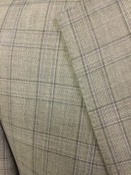 Mens, Suit, Jacket, HICKEY FREEMAN, Gray, Dk Gray, Lavender Purple, Wool, Plaid, 44L, Single Breasted, 2 Buttons,  3 Pockets, Notched Lapel, Top Stitch, Double Back Vents