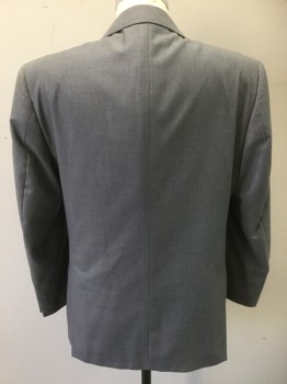 Mens, Suit, Jacket, PRTO FILO, Lt Gray, Polyester, Viscose, Solid, 40R, Single Breasted, 3 Buttons,  Notched Lapel, 2 Back Vents,