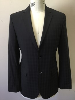 SAND, Black, Brown, Wool, Plaid, Single Breasted, Collar Attached, Notched Lapel, 2 Buttons,  3 Pockets