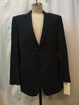 CANALI, Dk Gray, Gray, Wool, Stripes, Dark Gray, Gray Stripes, Notched Lapel, Collar Attached, 2 Buttons,  3 Pockets,