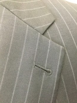 HART SHAFFNER MARX, Navy Blue, Lt Gray, Wool, Stripes - Pin, Single Breasted, 2 Buttons,  Notched Lapel, 3 Pockets, 3 Dotted Pinstripes Make the Stripe