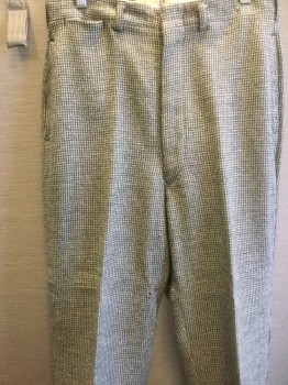 GOLDSMITHS, Gray, Olive Green, White, Wool, Check , Flat Front, Belt Loops, 4 Pockets, Watch Pocket, , Adjustable Buckle Back Waist, No Need to Zoom in for Moth Holes