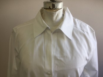 Womens, Blouse, FOX CROFT, White, Cotton, Solid, B54, 22, Button Front, 3/4 Sleeves, Collar Attached,