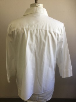 Womens, Blouse, FOX CROFT, White, Cotton, Solid, B54, 22, Button Front, 3/4 Sleeves, Collar Attached,