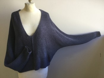 Womens, Pullover, URBAN OUTFITTERS, Pewter Gray, Polyester, Solid, S, Long Sleeves, Chunky Knit, Chenille