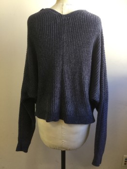 Womens, Pullover, URBAN OUTFITTERS, Pewter Gray, Polyester, Solid, S, Long Sleeves, Chunky Knit, Chenille