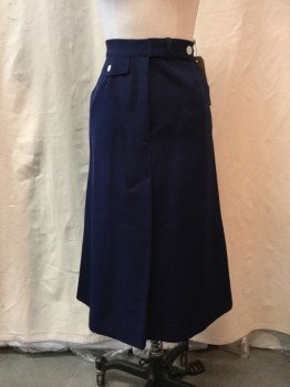 NO LABEL, Navy Blue, Synthetic, Solid, Navy, Center Front Pleat, 3 Pockets,