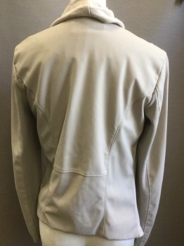 Womens, Casual Jacket, BLANK NYC, Lt Khaki Brn, Polyurethane, Viscose, Solid, B34, XS, Off Center Zipper,  Knit Front, Faux Leather Back and Upper Sleeves, Rib Knit Lower Sleeve, Cowl When Zipped and Drape Open