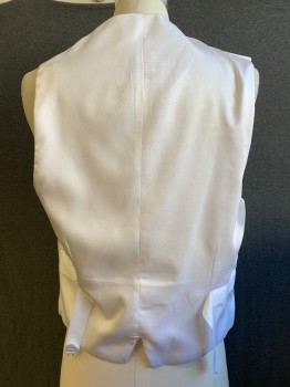 DOMINIC GHERARDI, White, Cotton, Stripes - Vertical , Shawl Lapel, Stitched Vertical Stripes, Single Breasted, Button Front, 3 Fabric Covered Buttons, 2 Pockets, Belted Back (Broken Buckle)