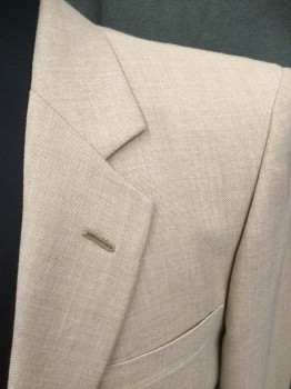 N/L, Camel Brown, Polyester, Wool, Solid, Single Breasted, Collar Attached, Notched Lapel, 3 Pockets, 2 Gold Buttons,