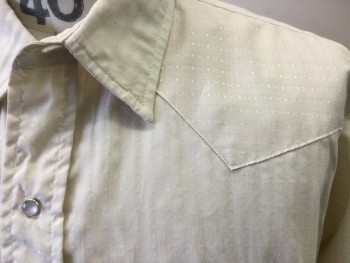 Mens, Western Shirt, GOLD C. BY KARMAN, Lt Beige, Polyester, Cotton, Diamonds, Stripes, 17/33, Pearl Snap Front, Long Sleeves, 2 Pockets with Flaps, Western Yoke,