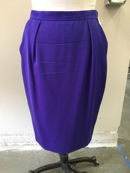 Womens, Skirt, DANA BUCHMAN, Purple, Wool, Solid, W.30, 14, Single Pleats,  2 Pockets, Back Zipper, Back Slit
