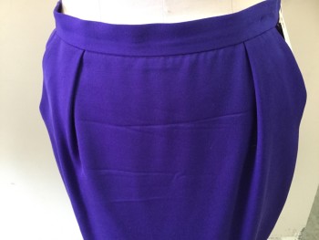 DANA BUCHMAN, Purple, Wool, Solid, Single Pleats,  2 Pockets, Back Zipper, Back Slit