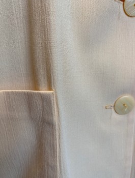 NORTON MCNAUGHTON, Butter Yellow, Polyester, Rayon, Solid, Gauze, Short Sleeves, Big Shoulder Pads, V-neck, No Lapel, 2 Buttons,  2 Patch Pockets,