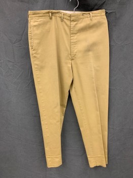 BLUE BELL, Ochre Brown-Yellow, Cotton, Solid, Textured Vertical Stripe, Zip Fly, 4 Pockets + Watch Pocket, Belt Loops, *Smudge Front of Pants, Rip Seat of Pants*