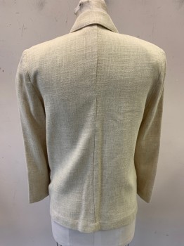 CONDOR, Beige, Rayon, Linen, Solid, Double Breasted, 2 Buttons, 3 Pockets, Notched Lapel, Pearl Plastic Buttons