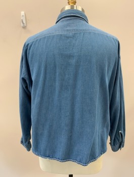 Mens, Shirt, FIVE BROTHERS, Cerulean Blue, Cotton, Solid, C:44, B.F., C.A., L/S, Aged/worn