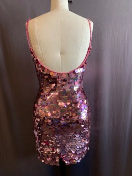 RAMPAGE, Pink, Polyester, Sequins, Spaghetti Straps, Paillettes, Spaghetti Straps, Scoop Neck, Mini,  Multiples