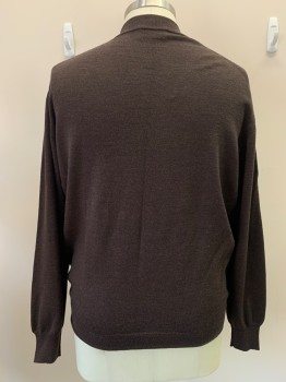 Mens, Pullover Sweater, CARROLL & CO, Dk Brown, Wool, Solid, C56, L/S, High Neck