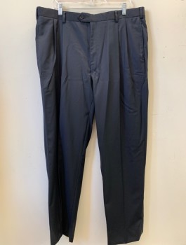 Mens, Suit, Pants, JOS. A. BANK, Navy Blue, Wool, Solid, 38/32, 2 Pleat, Tab Waist, Straight Side PocketsCf055073