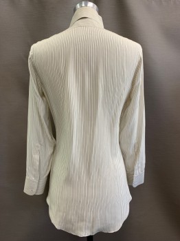 SZETO'S, Off White, Black, Cream, Silk, Stripes - Vertical , L/S, Button Front, Collar Attached, Chest Pocket,