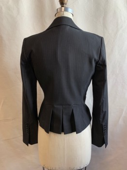 Womens, Suit, Jacket, BCBG, Black, Brown, Wool, Polyester, Stripes, B: 320, XS, W: 29, BLAZER, Single Breasted, Peaked Lapel, 1 Button, 2 Pockets, 5 Button Cuffs, Pleated Back